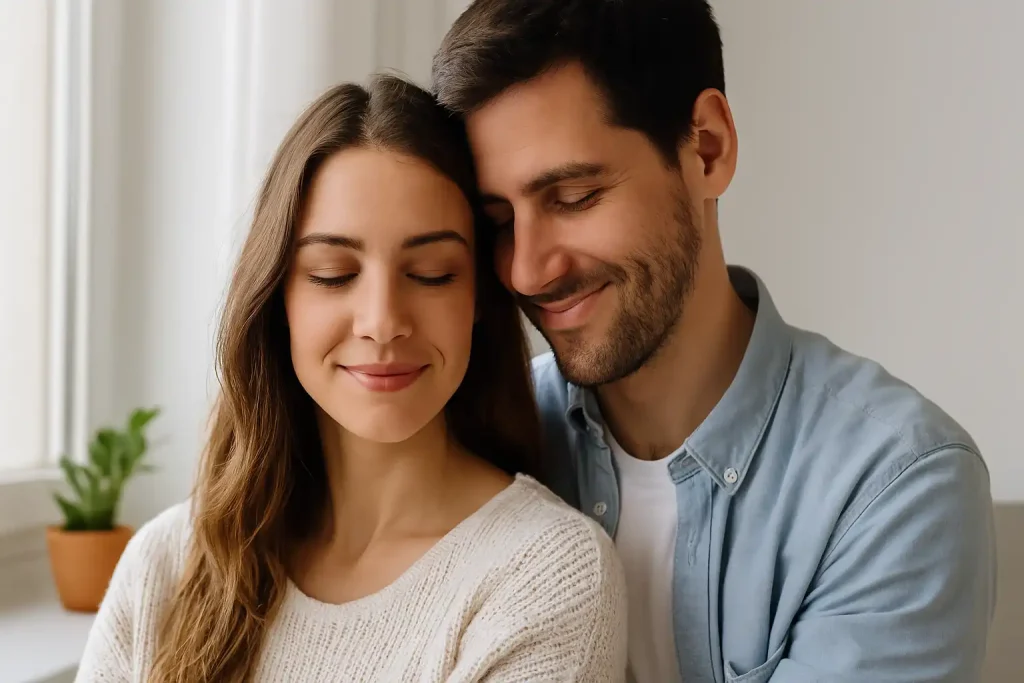 imagen elegante pero sutil de pareja feliz o mujer confiada.