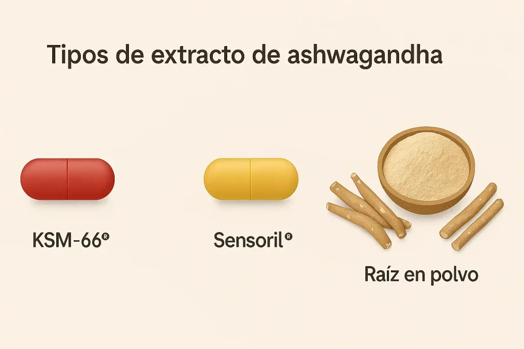 Tipos de extracto de ashwagandha: KSM-66, Sensoril y raíz en polvo