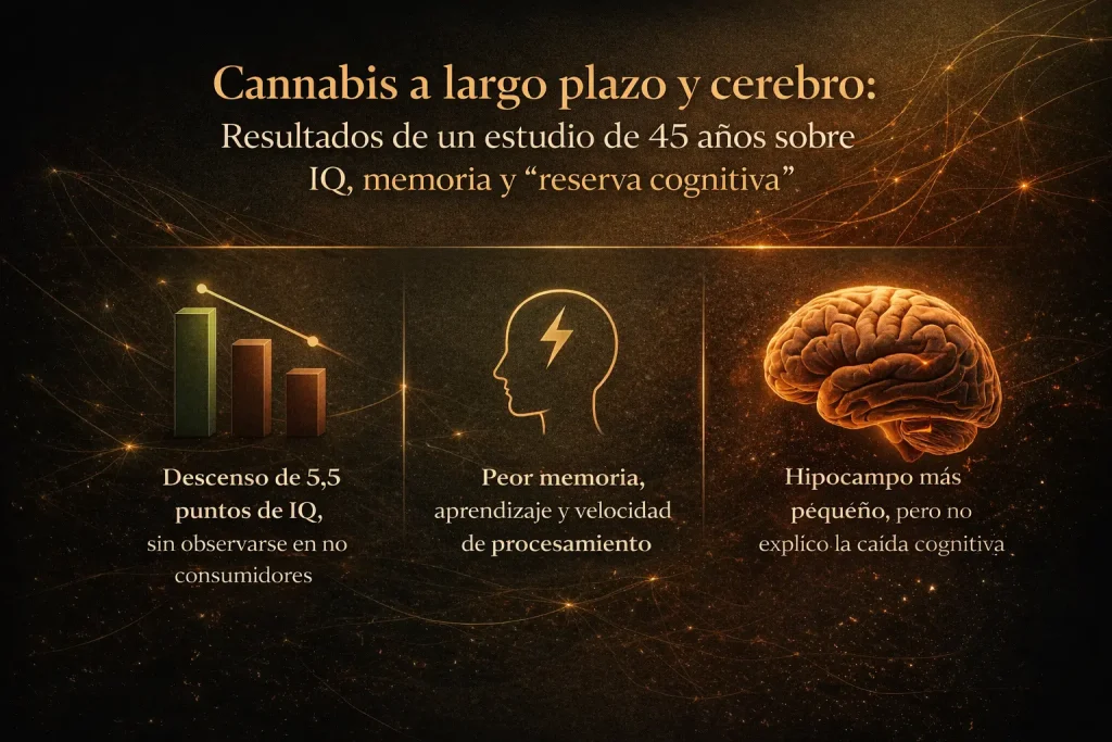 Cannabis y IQ: cambio medio del IQ entre infancia y 45 años